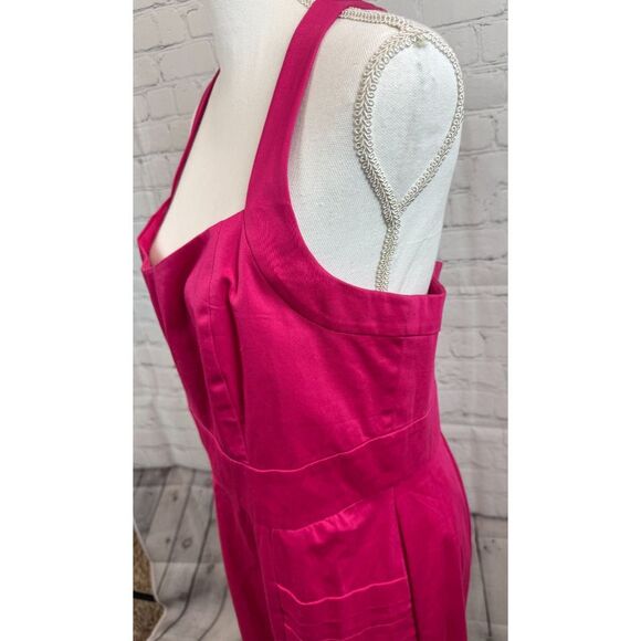 CALVIN KLEIN raspberry pink cotton stretch open shoulders bodycon sundress 14 - Picture 3 of 7